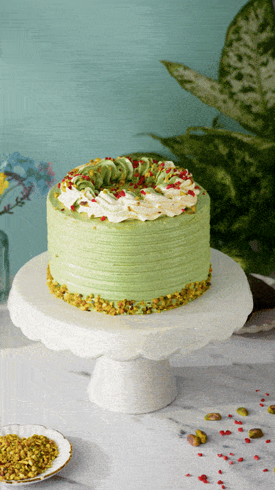 Patisserie Valerie's handmade Pistachio and Raspberry Delight Cake cake delivery 